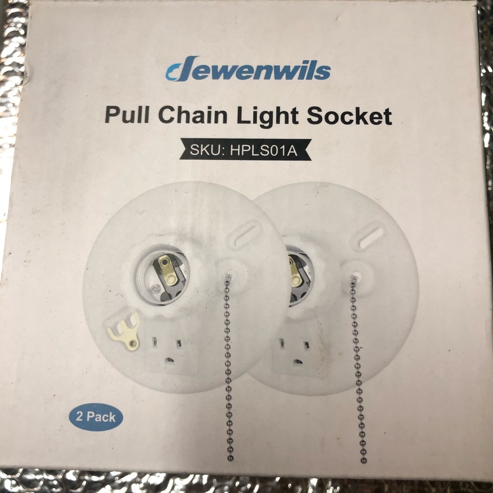 Dewenwils Pull Chain Light Socket - White (2 Pack)